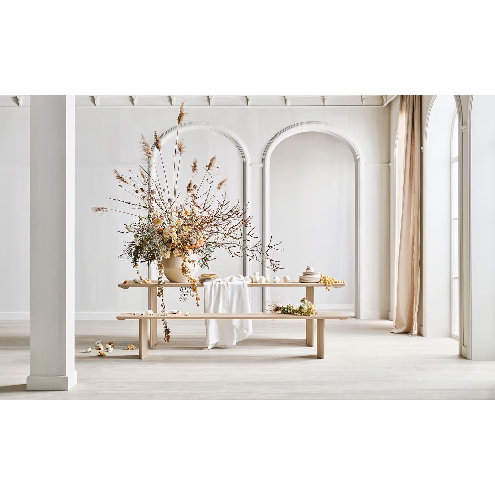 Alp Bench - White Pigmented Oiled Oak - 240 cm