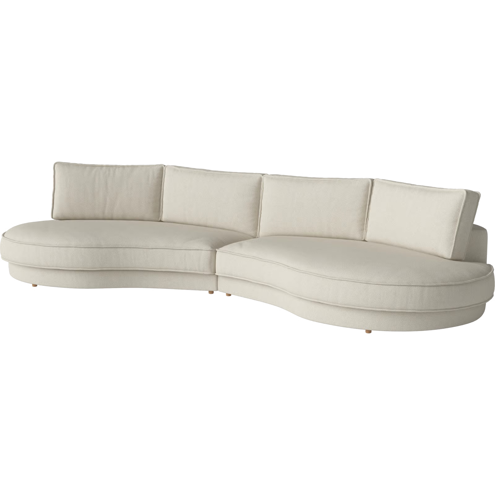 Noora 2 Seater Sofa - Curved - Paza Bouclé & Texture - Beige (Brand New)