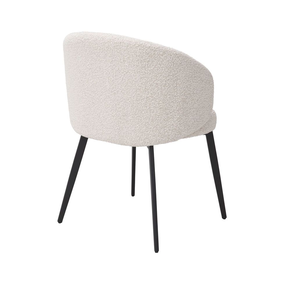 Set of two luxurious boucle upholstered dining chairs
