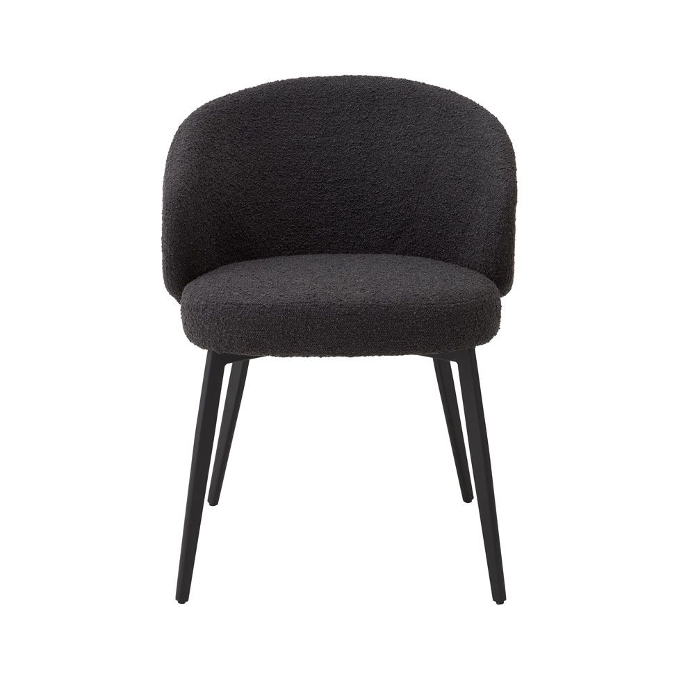 Sleek and elegant black boucle dining chairs