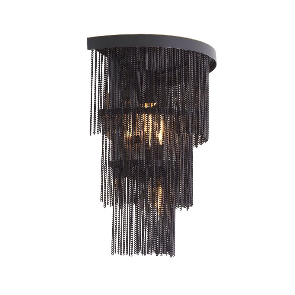 Decadent layered chain wall lamp in bronze finish