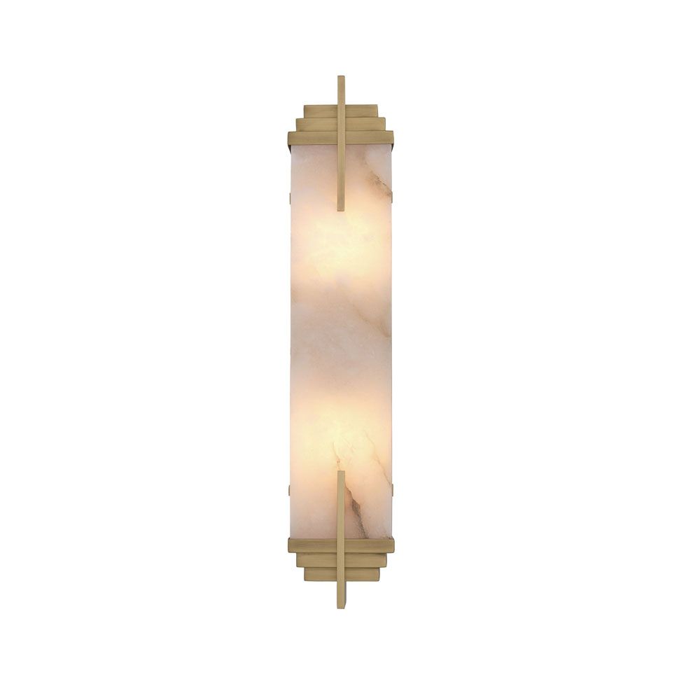 Elegant, marble-effect wall lamp with brushed brass details