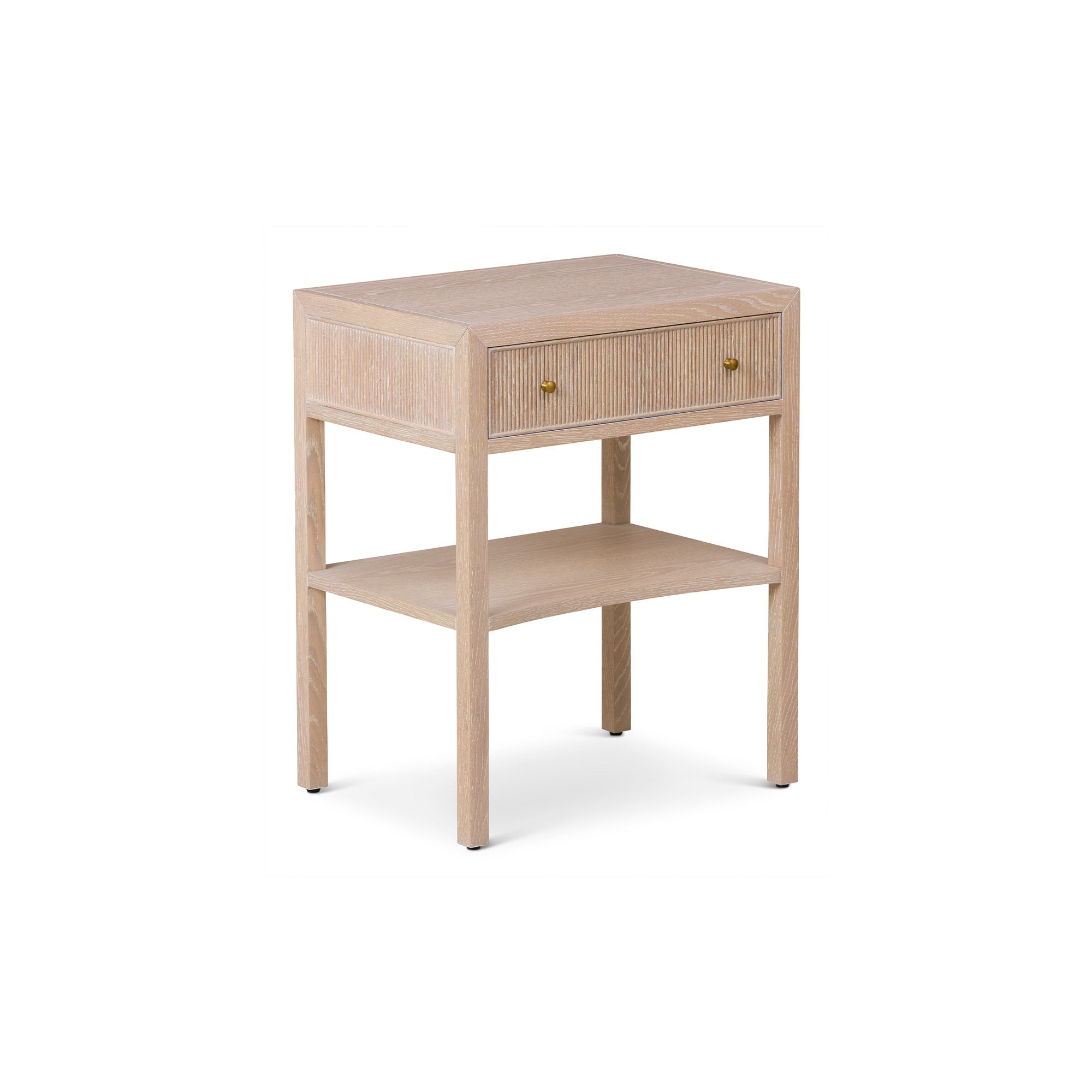 Toronto Bedside Table – Natural White Oak & Brass