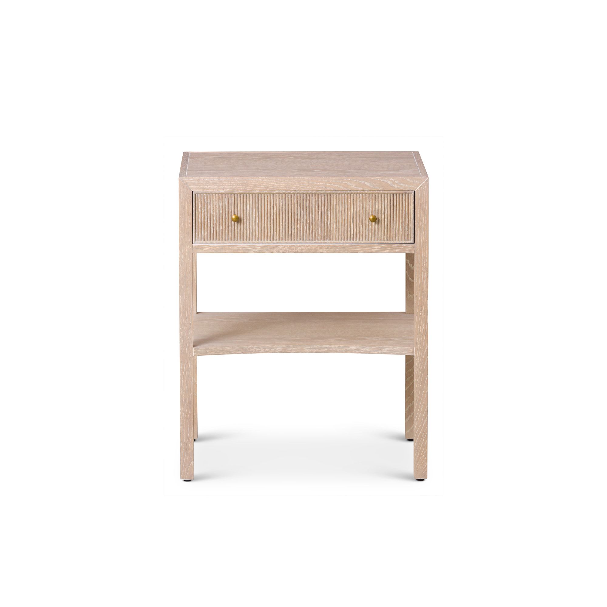Toronto Bedside Table – Natural White Oak & Brass