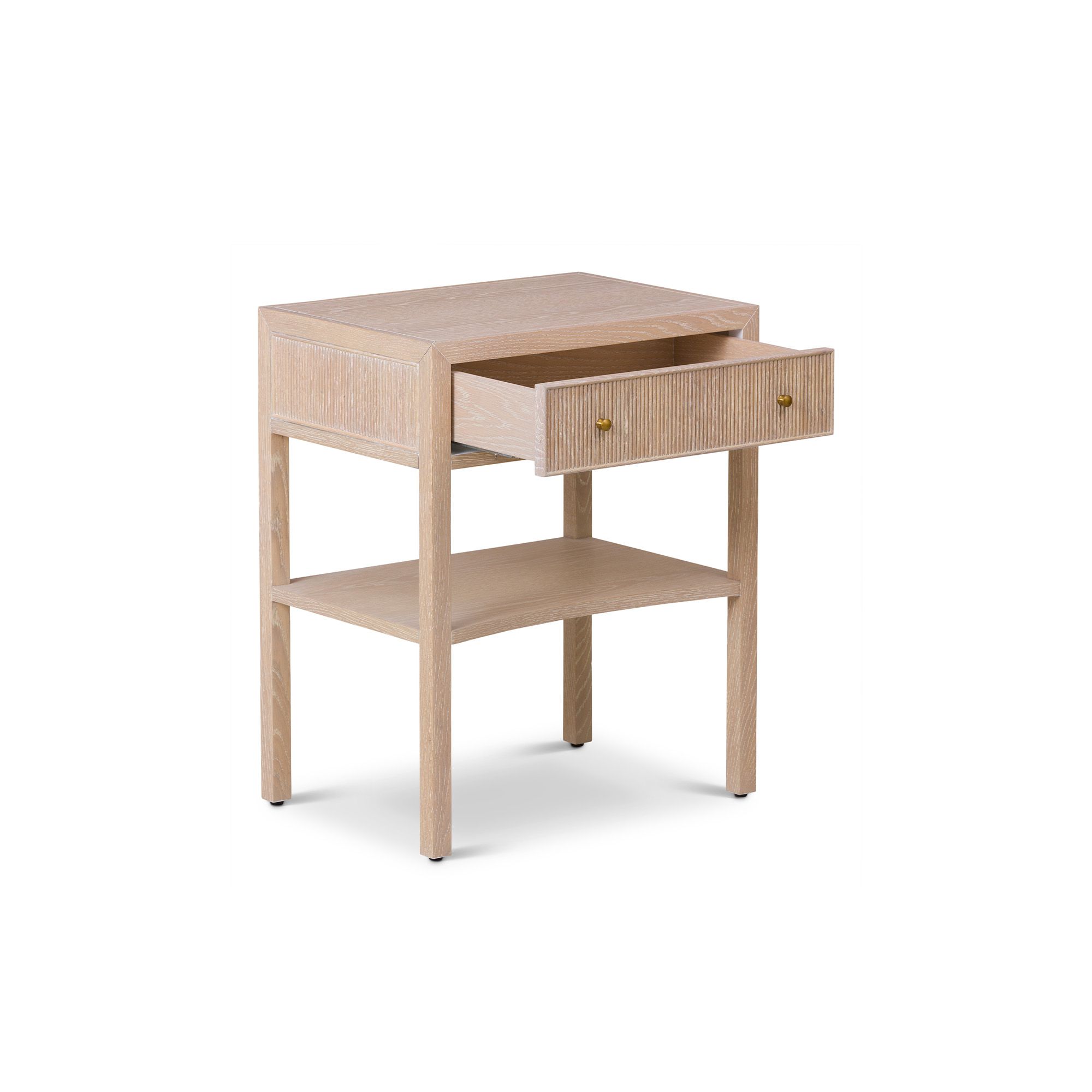 Toronto Bedside Table – Natural White Oak & Brass