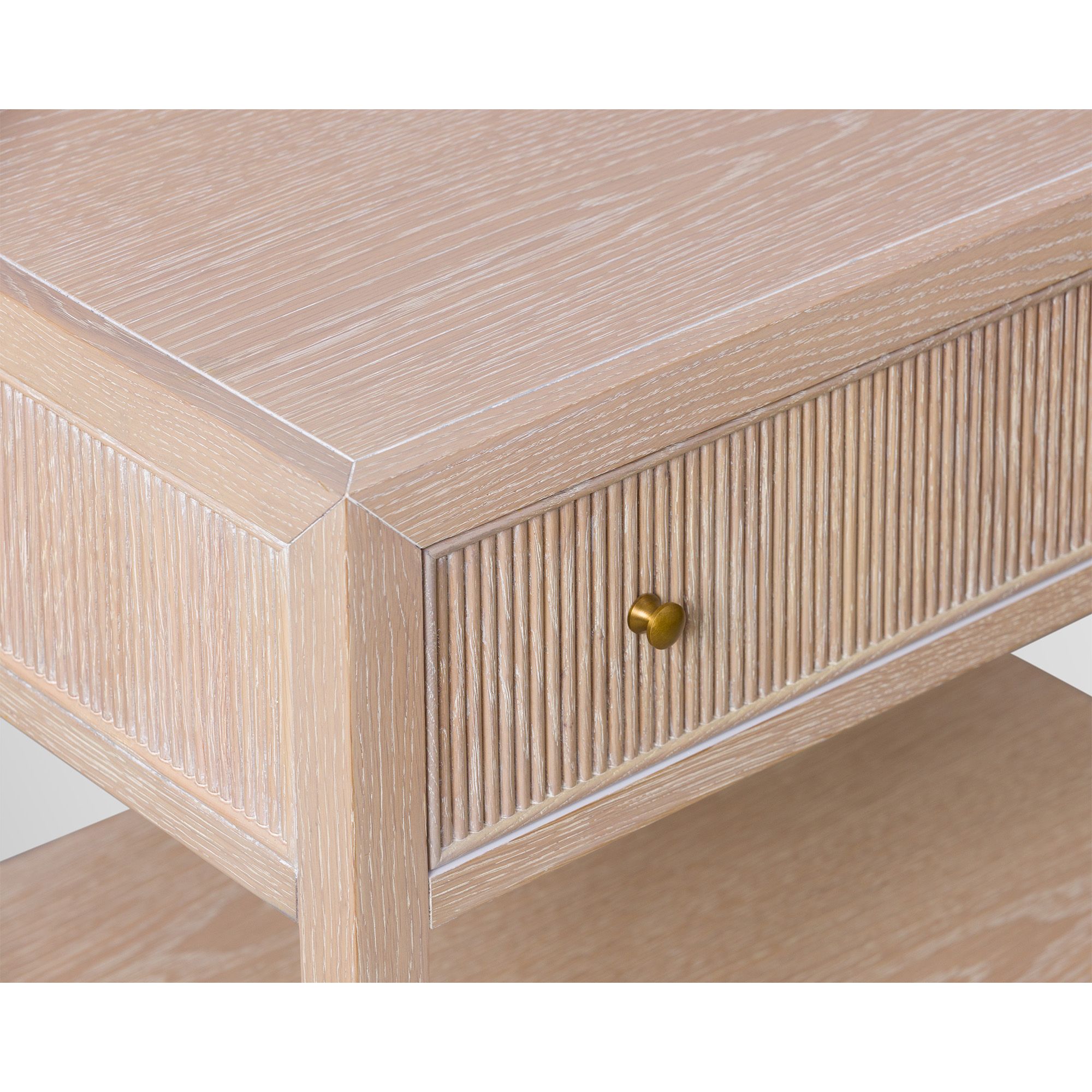Toronto Bedside Table – Natural White Oak & Brass