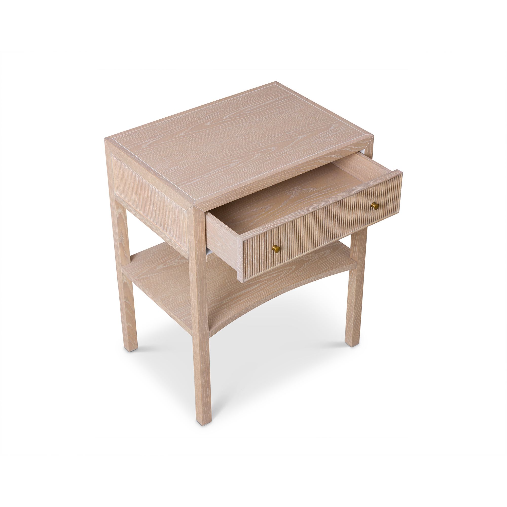 Toronto Bedside Table – Natural White Oak & Brass