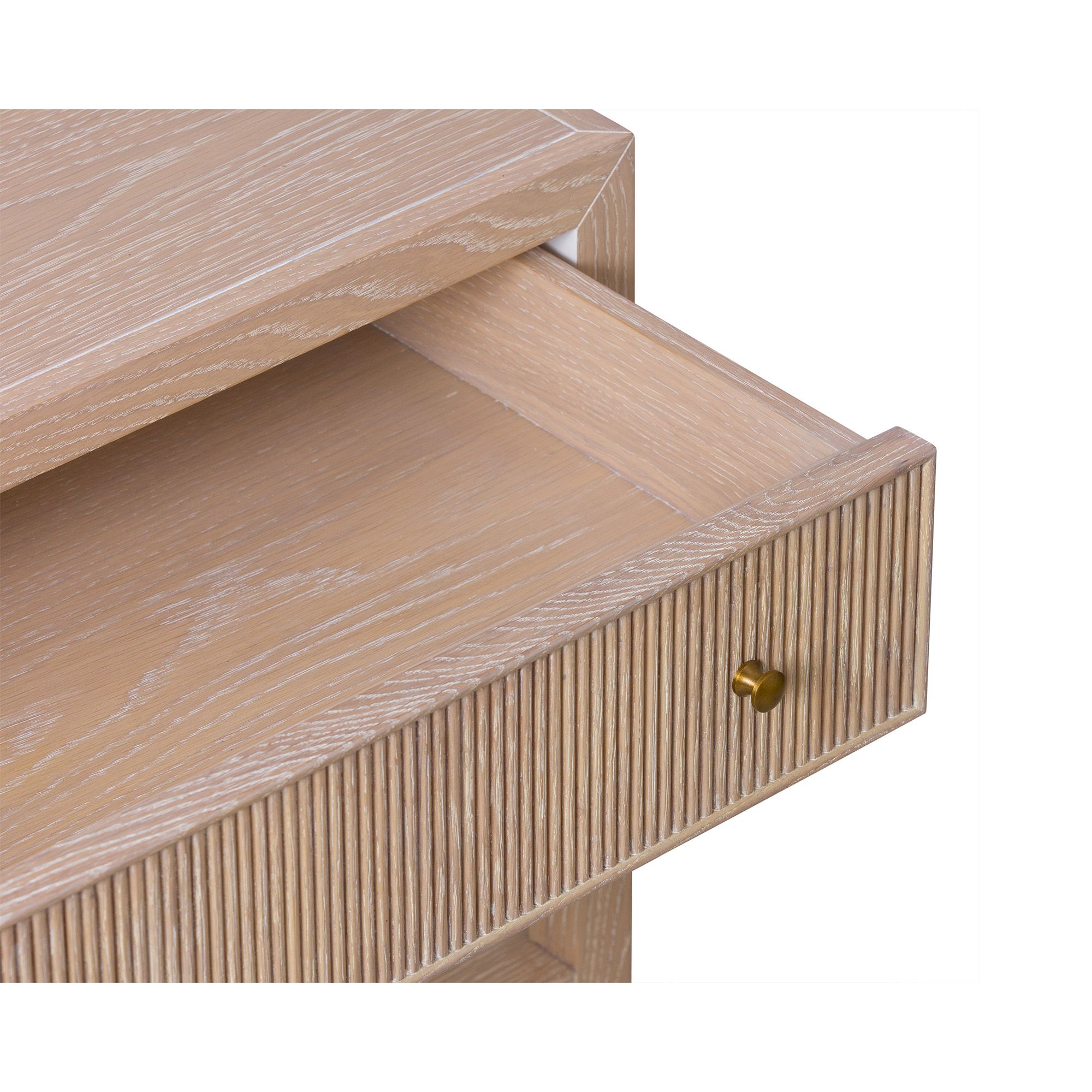 Toronto Bedside Table – Natural White Oak & Brass