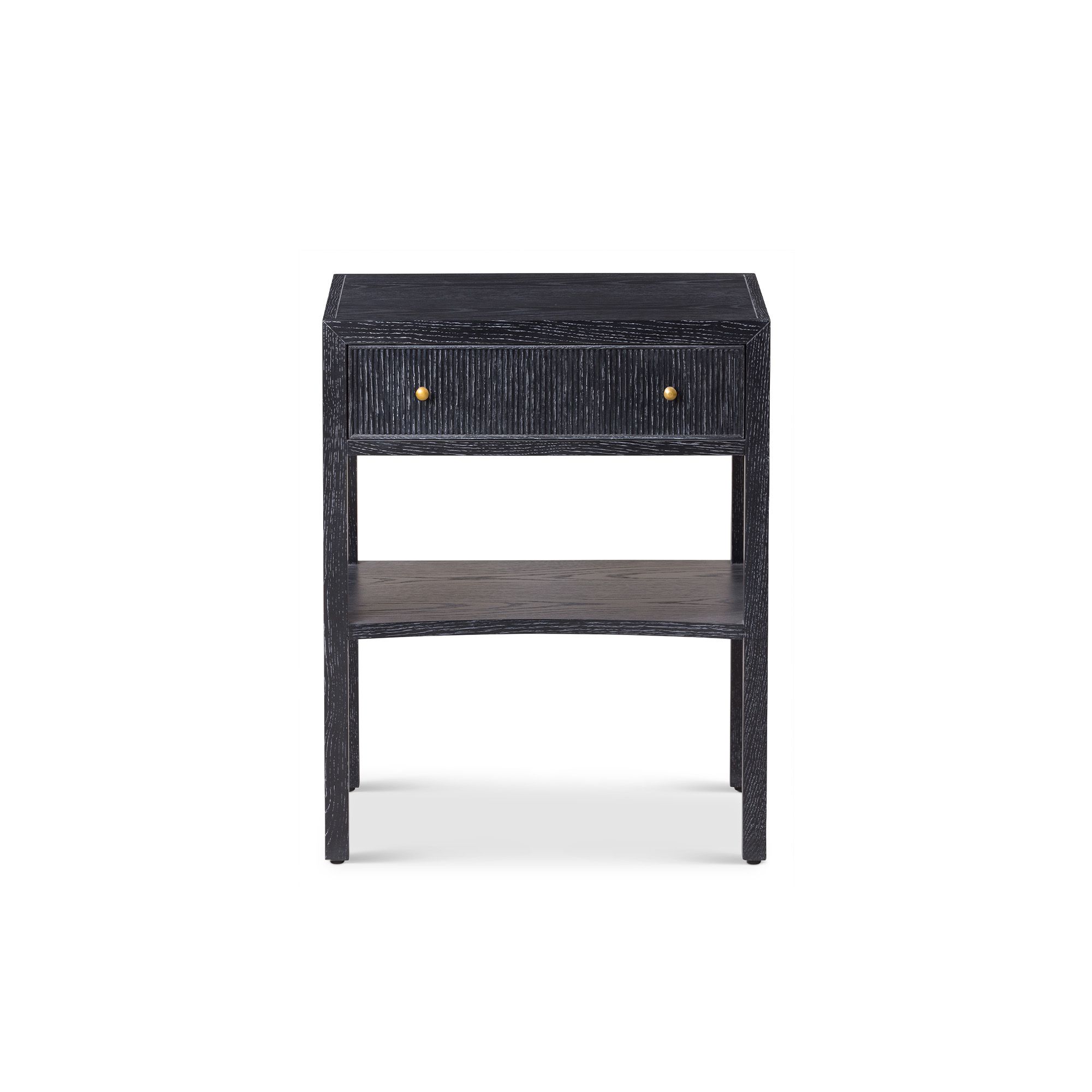 Toronto Bedside Table – Black Ceruse Oak & Brass
