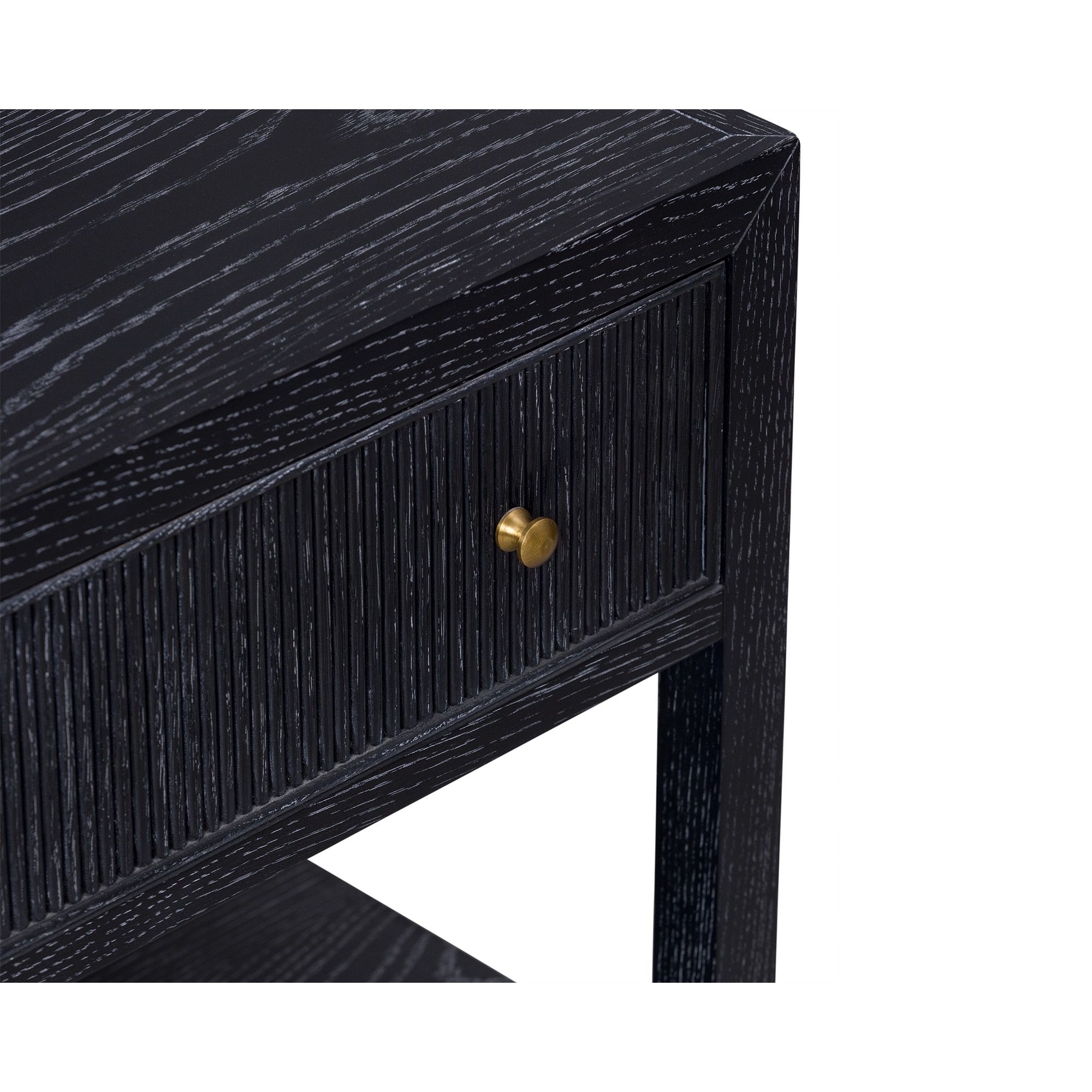 Toronto Bedside Table – Black Ceruse Oak & Brass