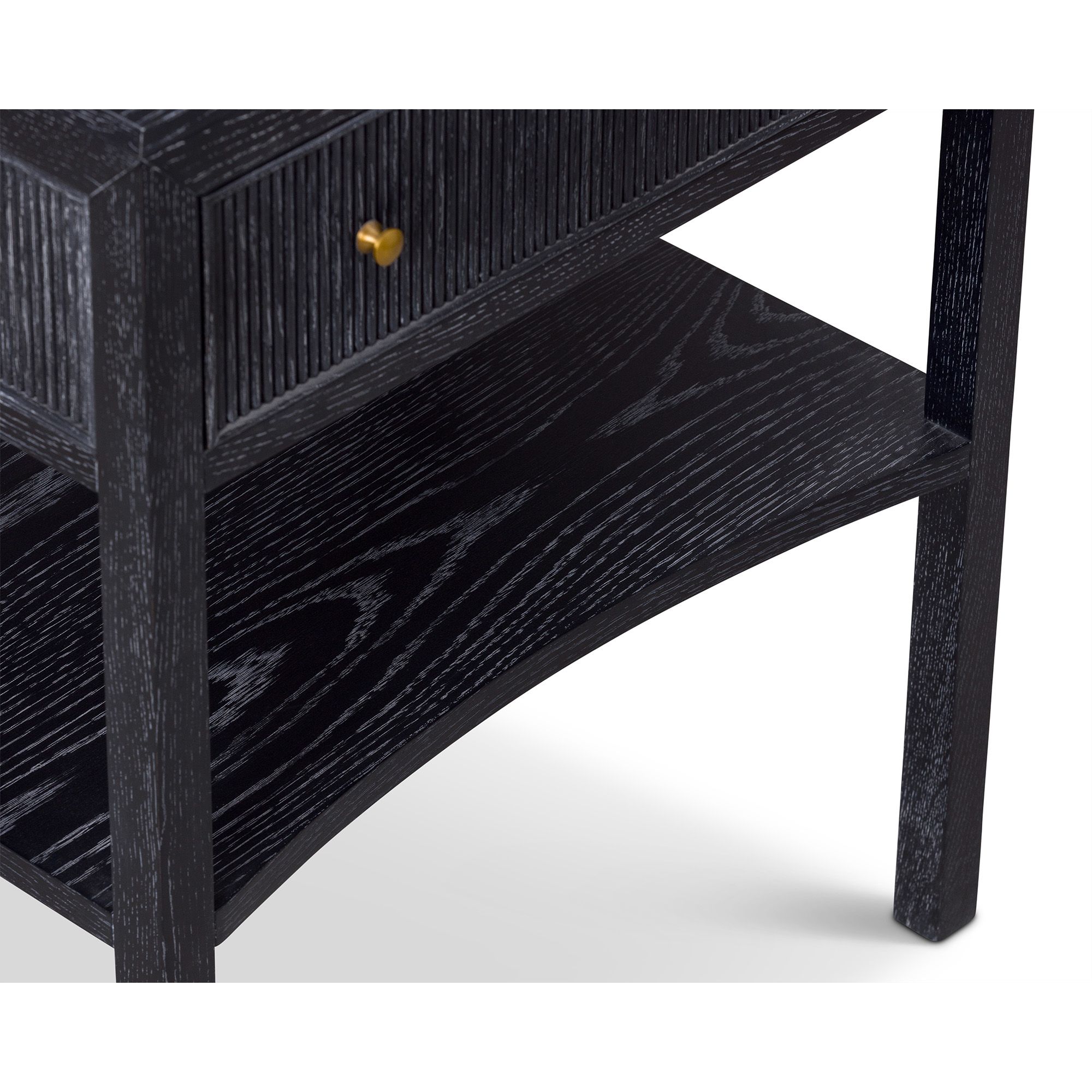 Toronto Bedside Table – Black Ceruse Oak & Brass