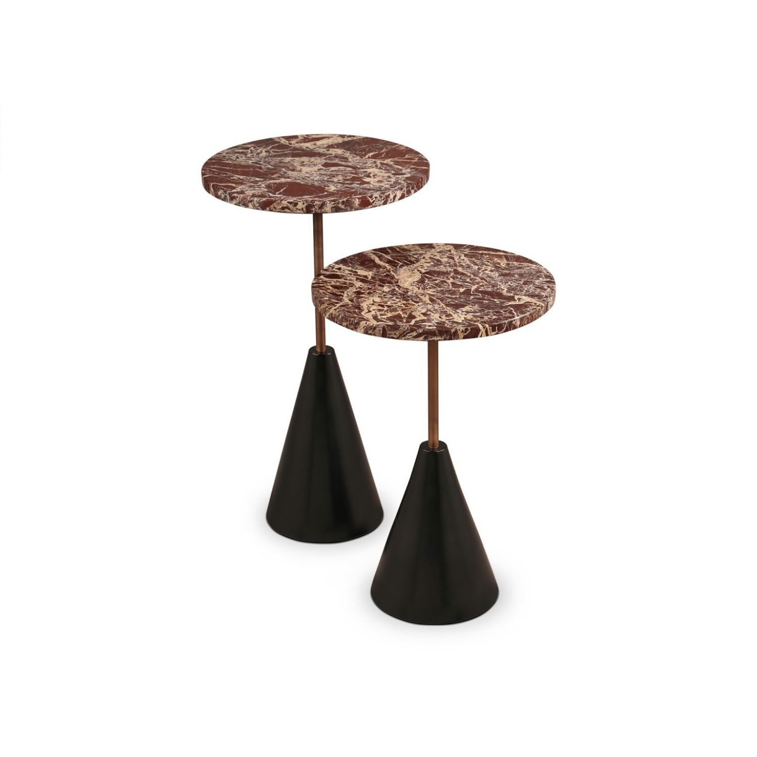 Ethan Side Table - Levante Marble and Antique Bronze - Set of 2