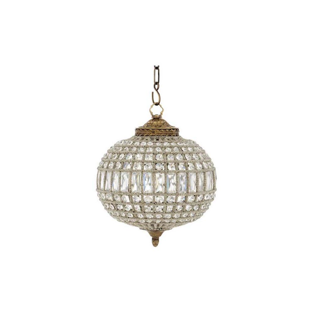 Small crystal glass oval design chandelier - Brass