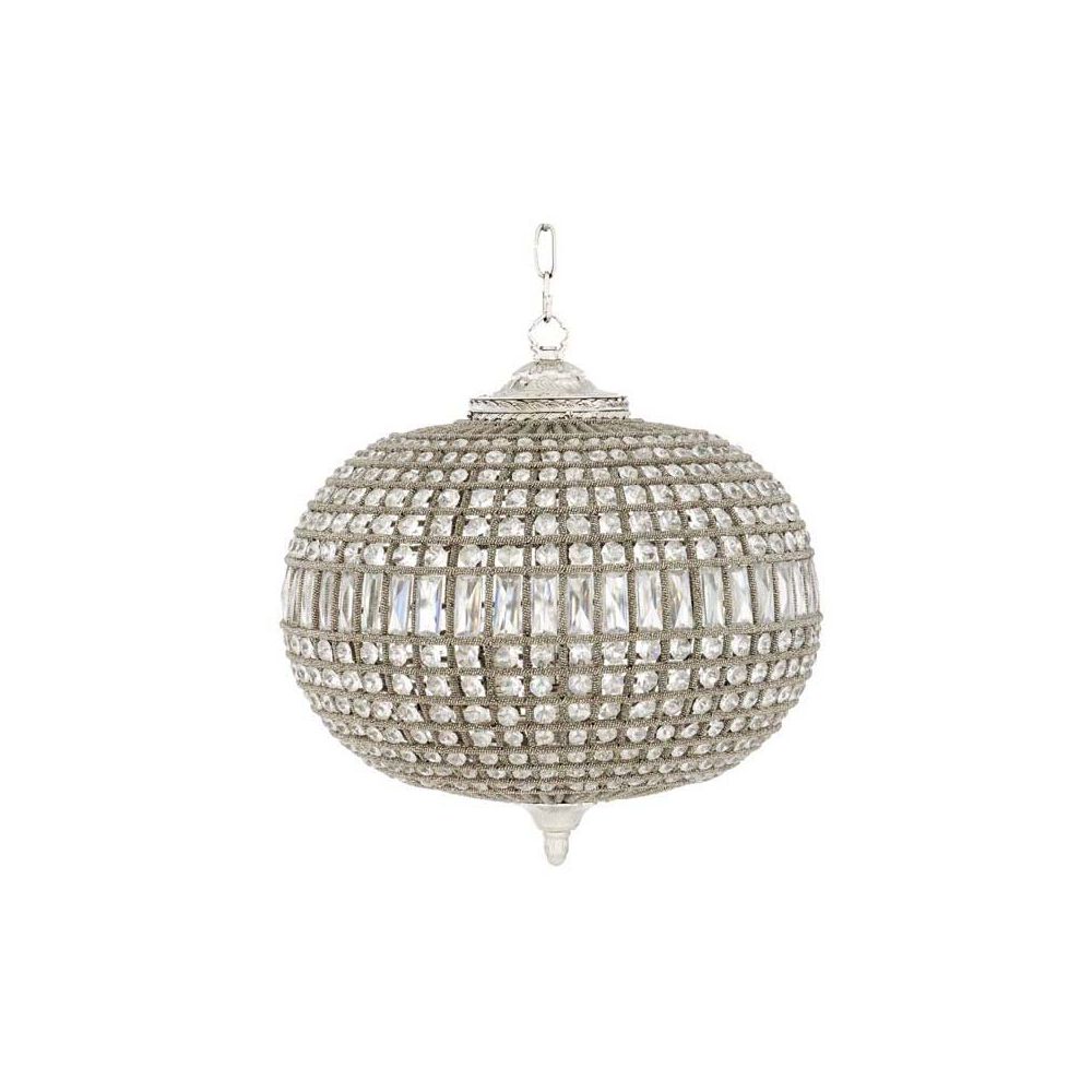 Medium crystal glass oval design chandelier - Nickel