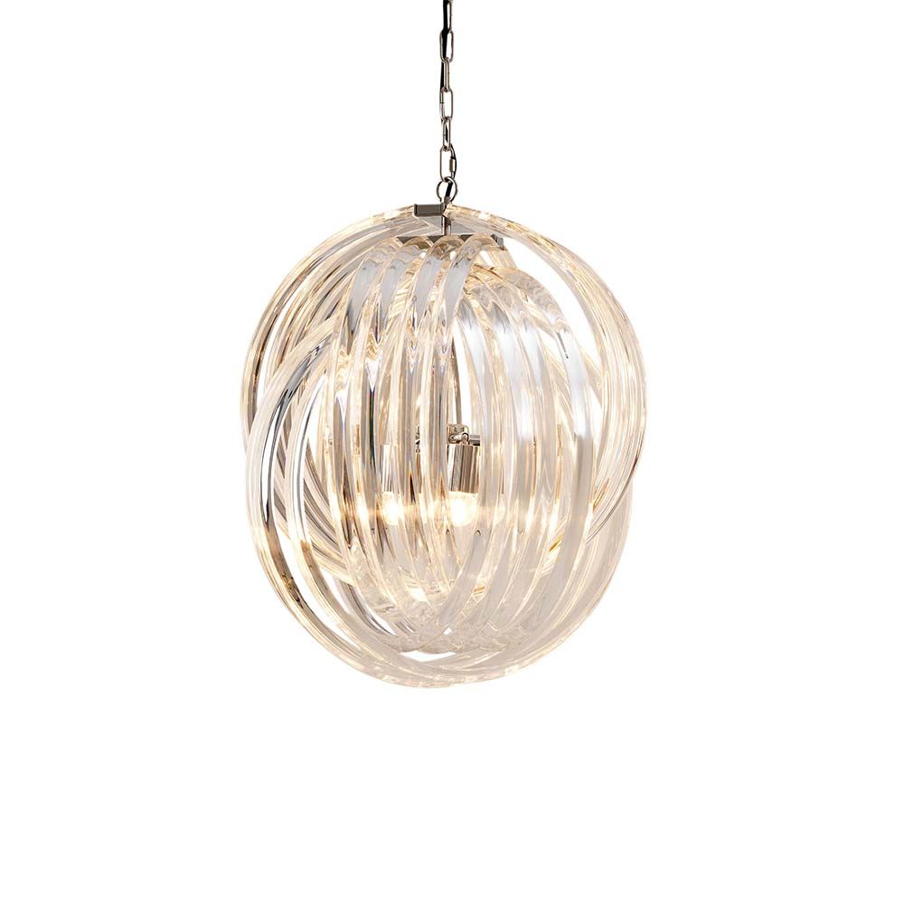 Eichholtz medium, acrylic and nickel finished chandelier