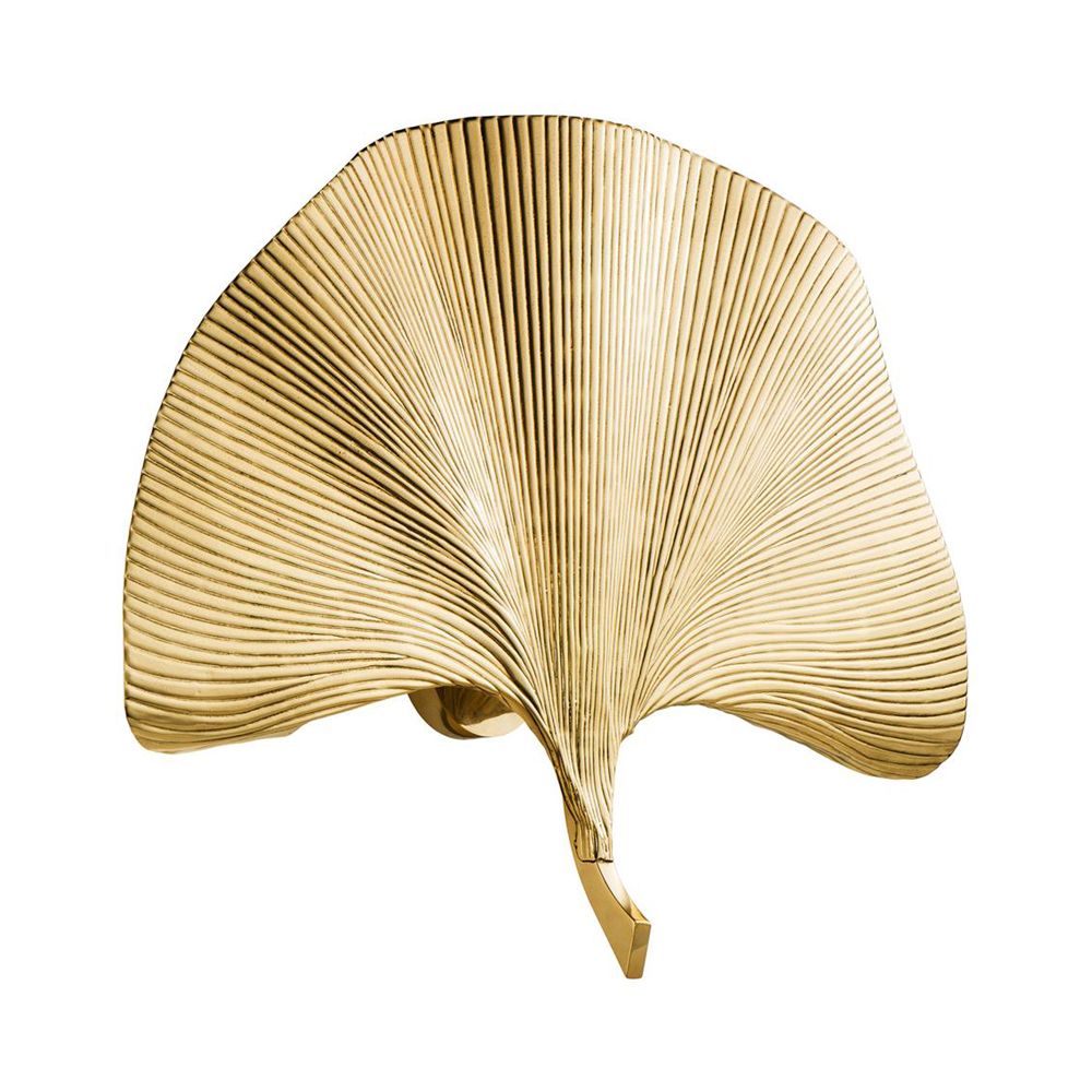 Palm leaf shaped wall lamp in gold