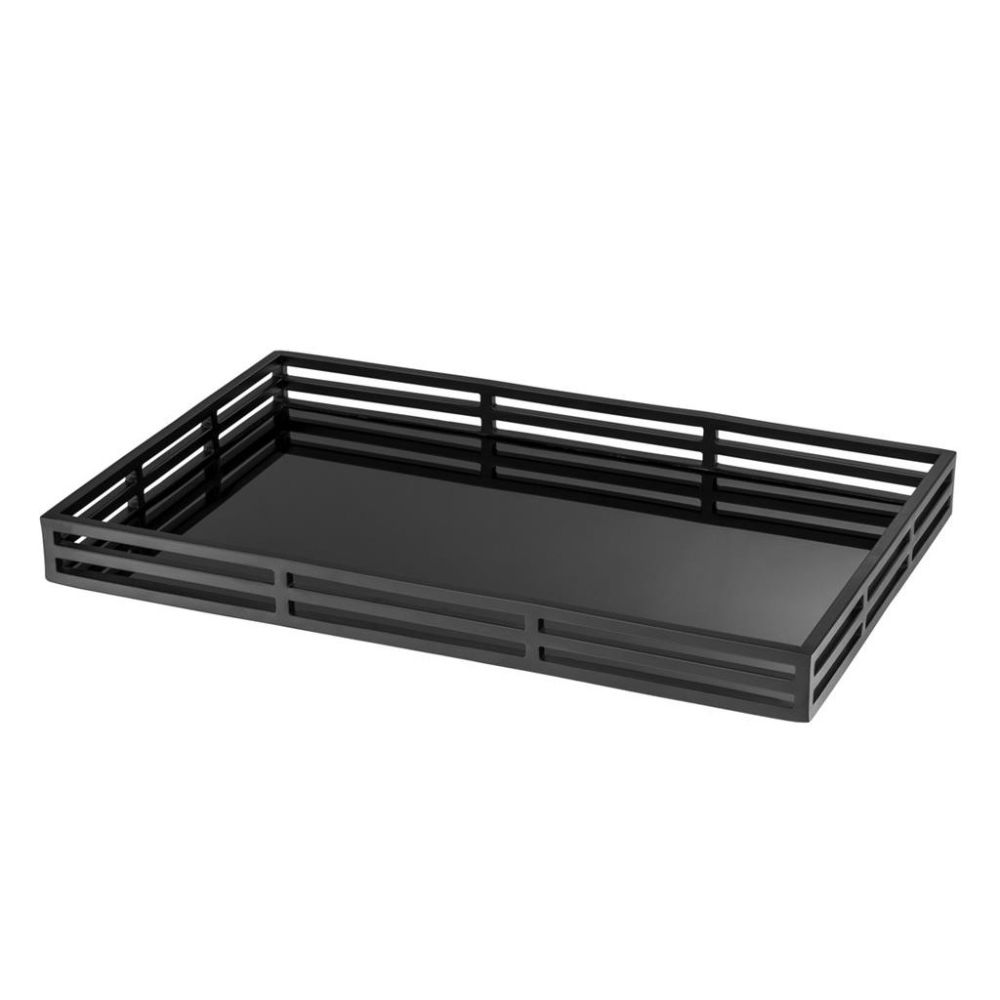 Glamorous matte black mirrored tray