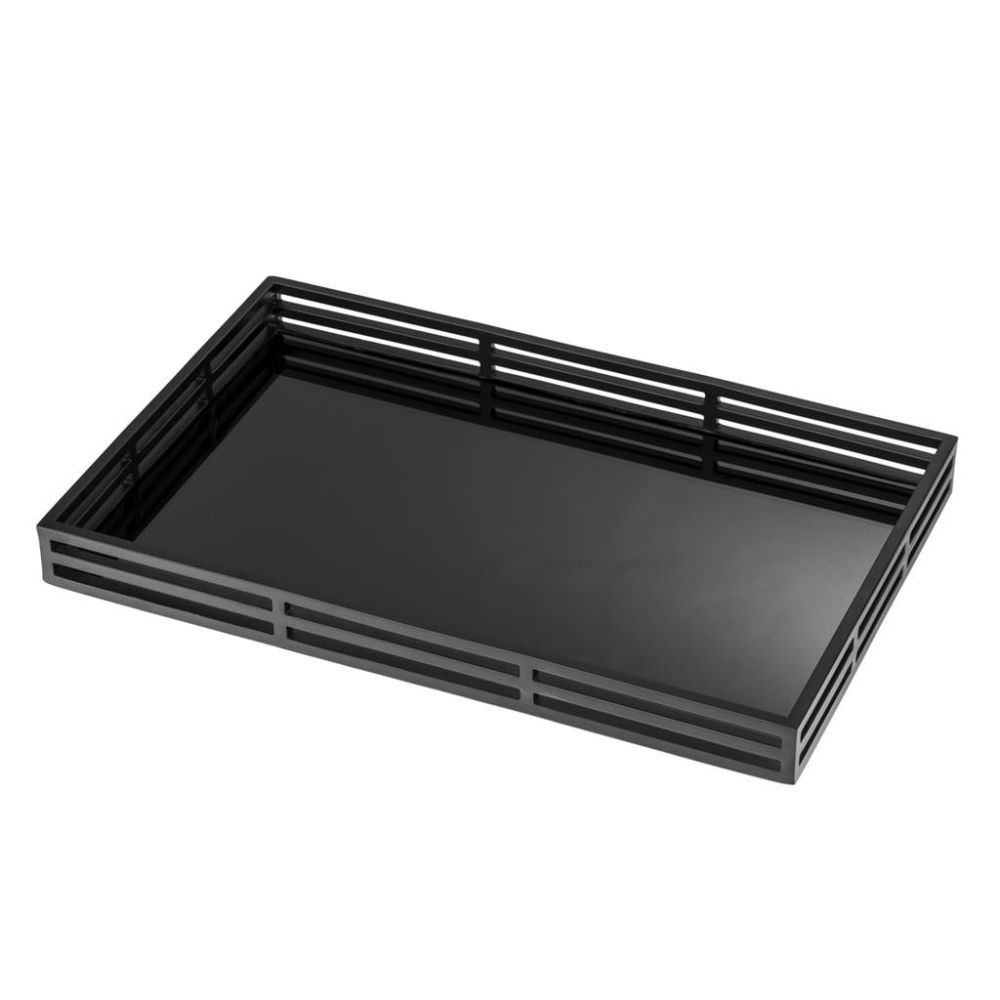 Glamorous matte black mirrored tray