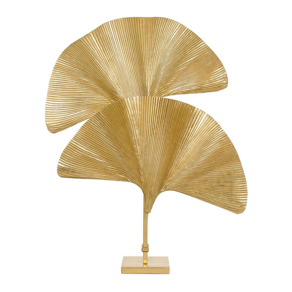 Gold, double palm leaf table lamp 