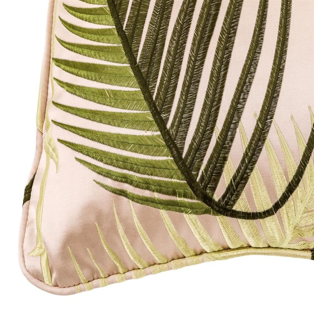 Asymmetrical palm leaf pattern cushion