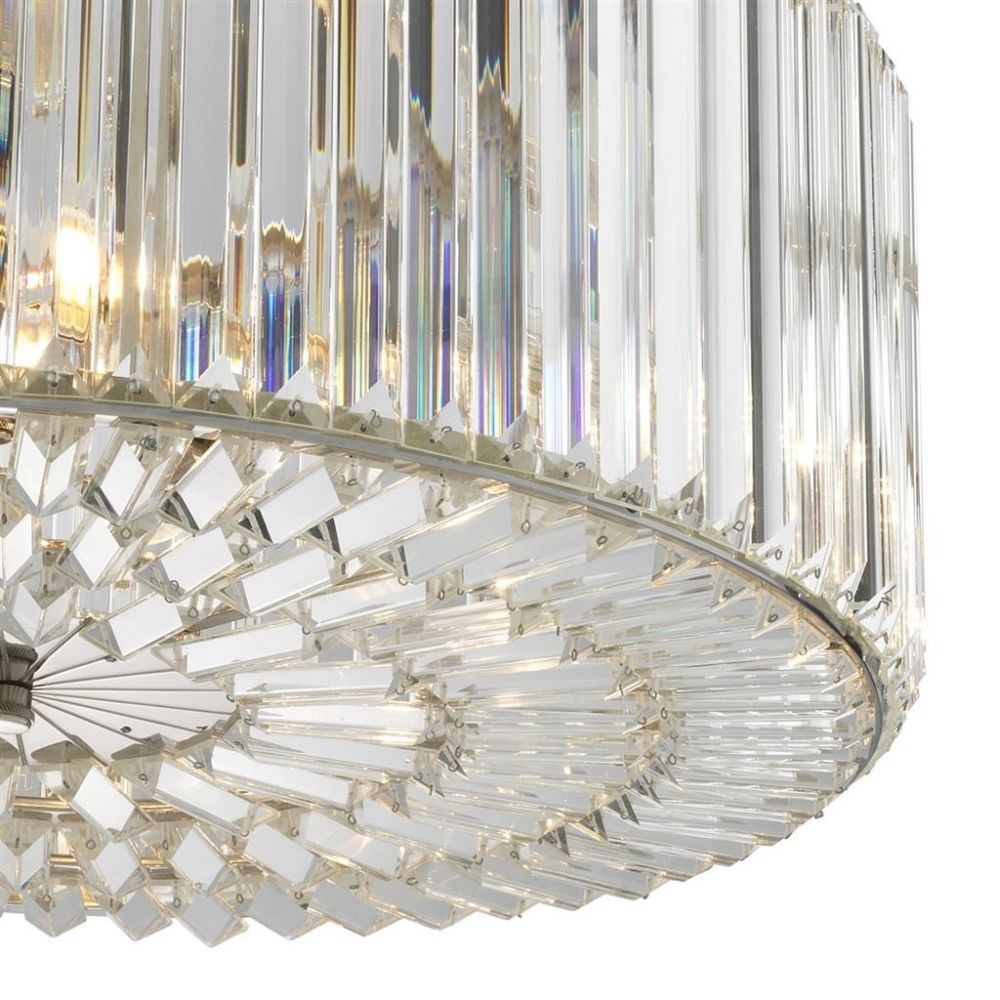 Art-deco single tier glass crystal double chandelier