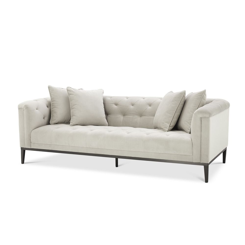 Luxurious Eichholtz pebble grey sofa with buttoned back