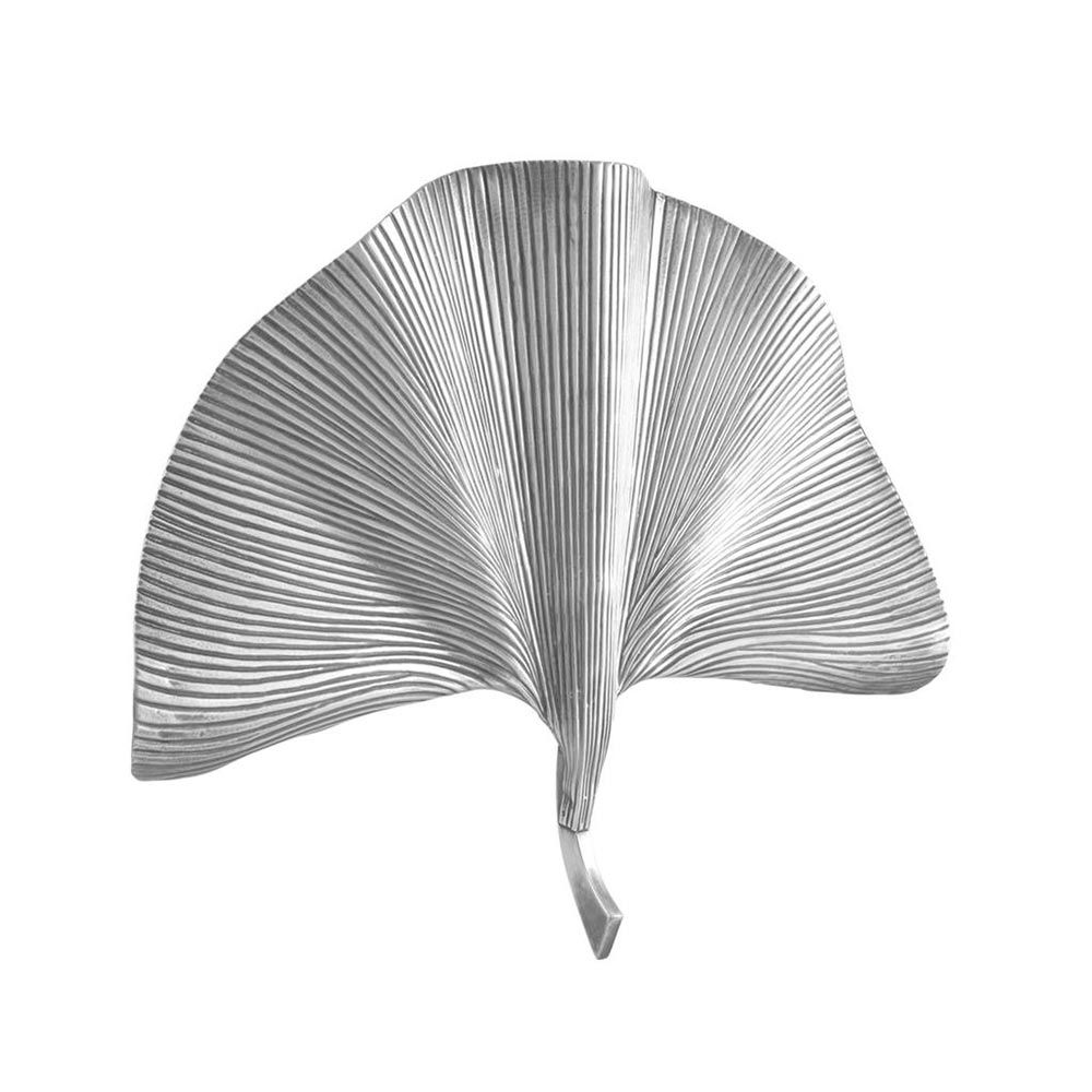 Palm leaf shaped wall lamp in silver