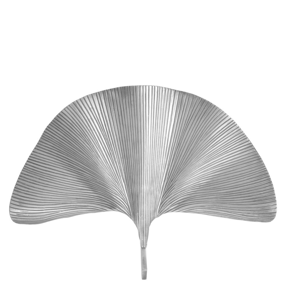 Palm leaf shaped wall lamp in silver
