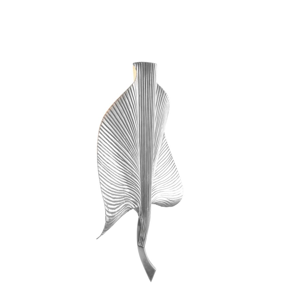 Palm leaf shaped wall lamp in silver