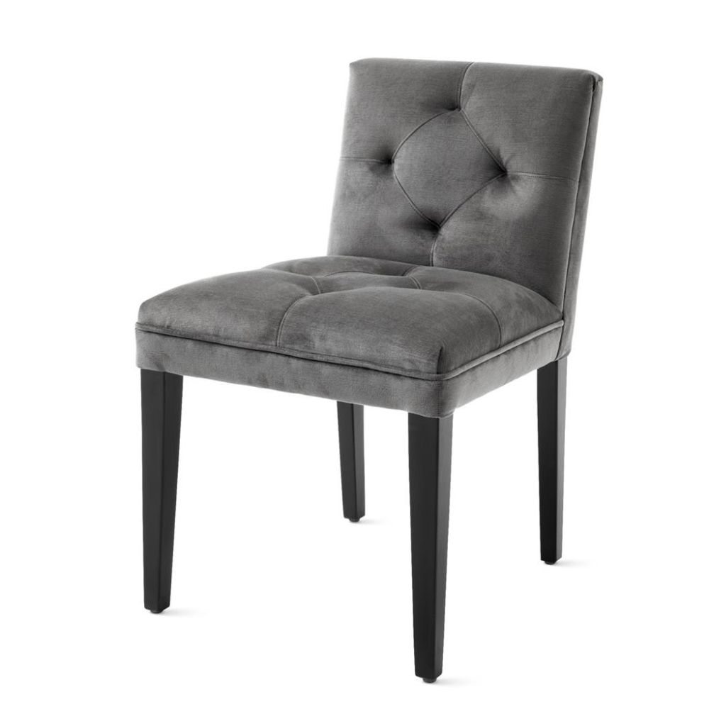 Luxury granite grey velvet modern dining chair
