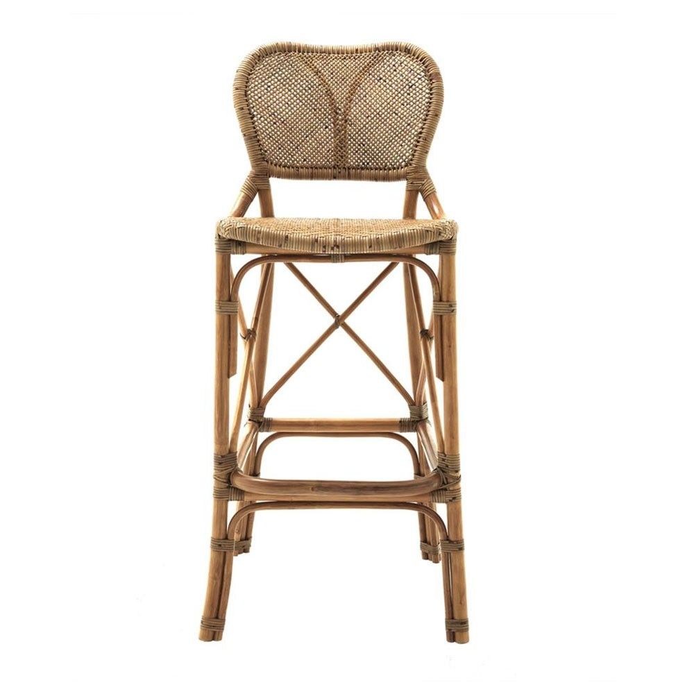 Honey brown rattan bar stool