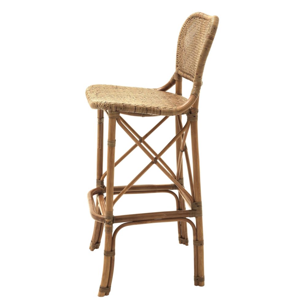 Honey brown rattan bar stool