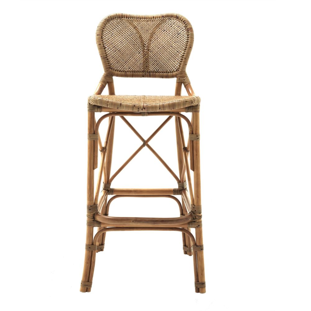 Honey brown rattan bar stool