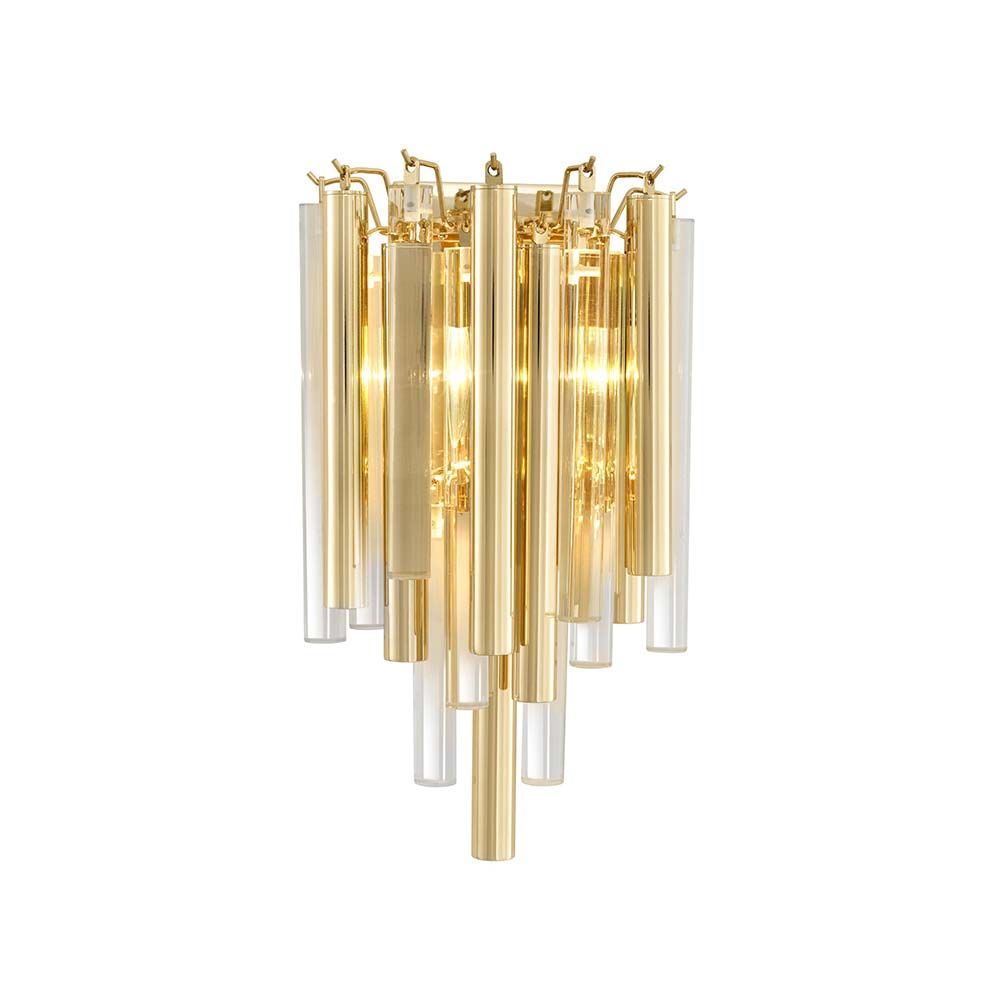Gold and glass droplet wall lamp