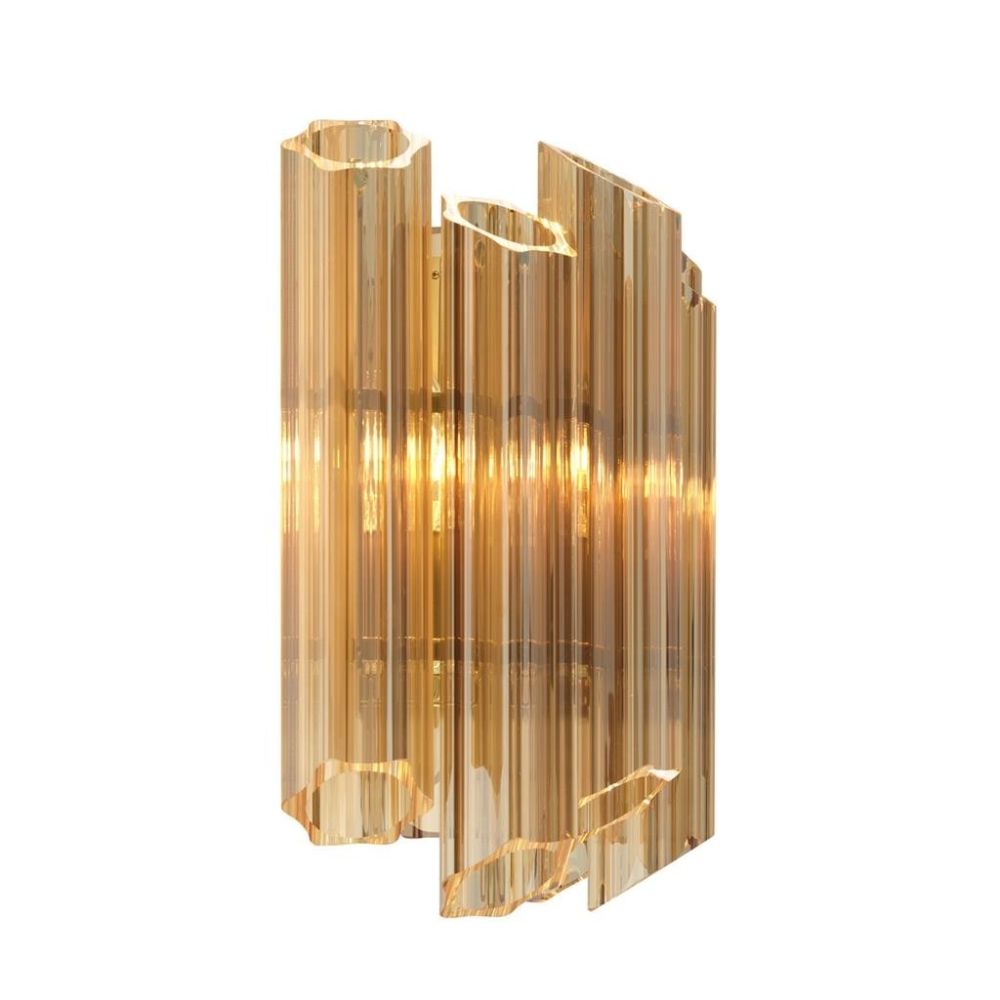 Structural, gold glass tube detail statement wall lamp