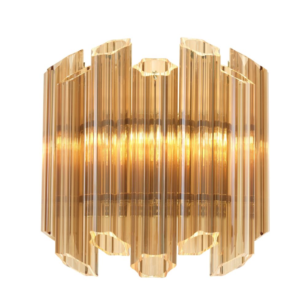 Structural, gold glass tube detail statement wall lamp