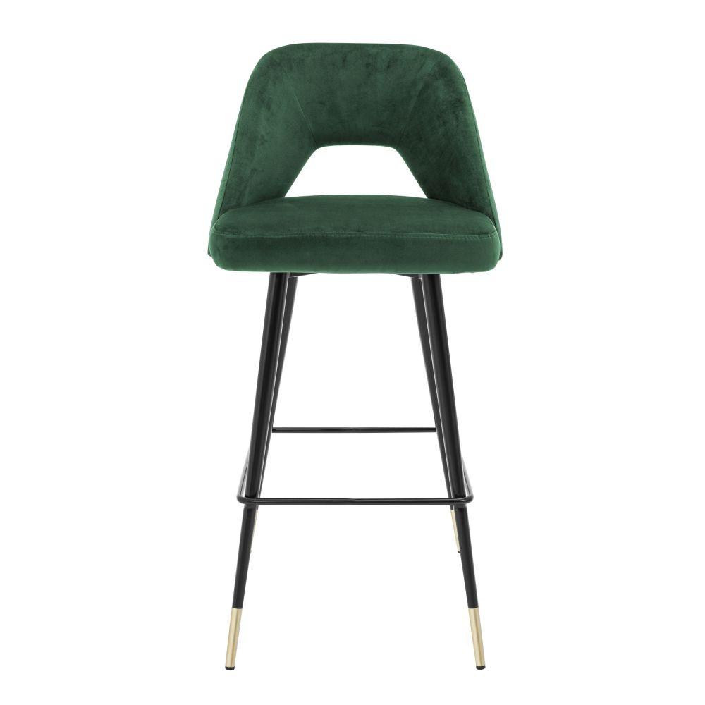 Luxury contemporary green velvet bar stool