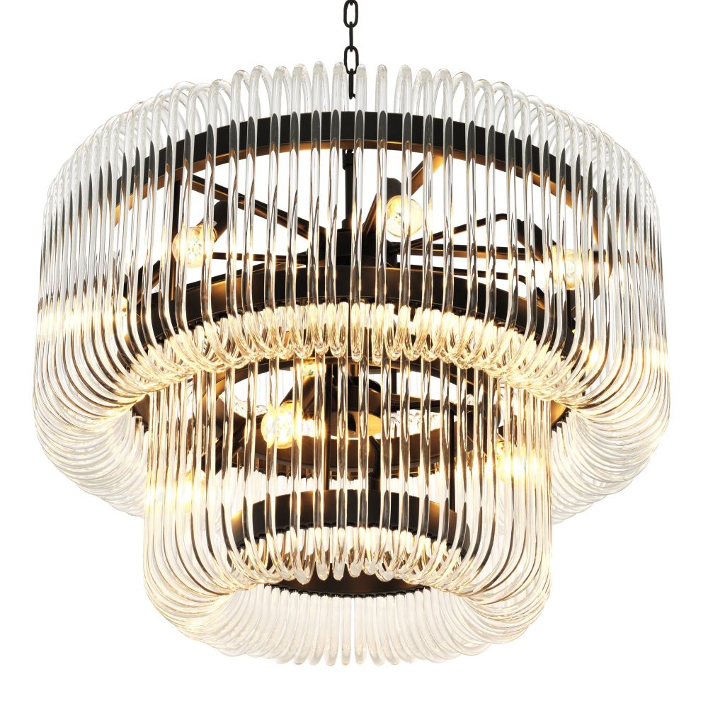 two-tied chandelier with rounded glass rods