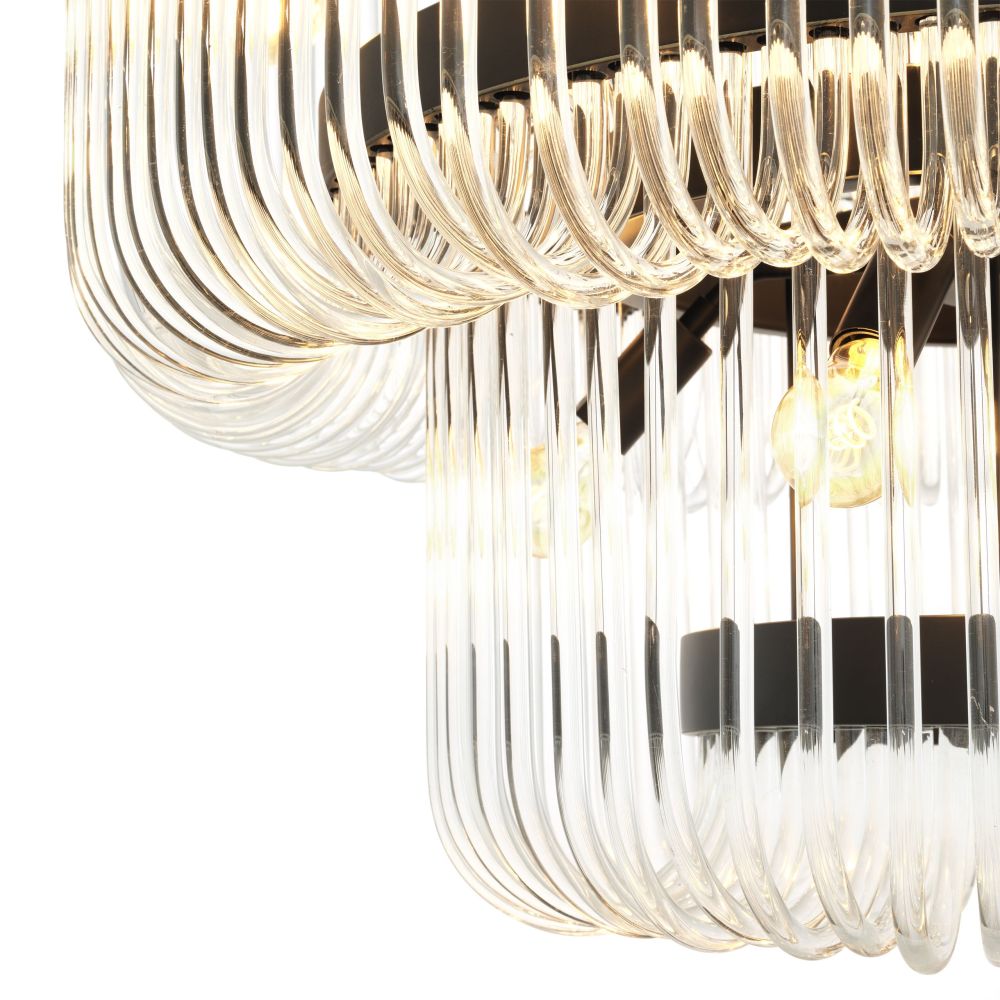 two-tied chandelier with rounded glass rods