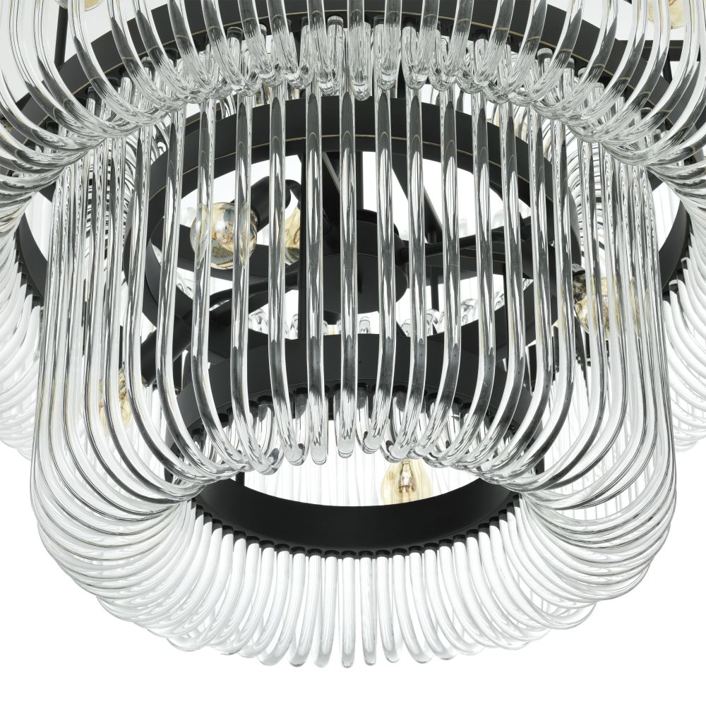 two-tied chandelier with rounded glass rods