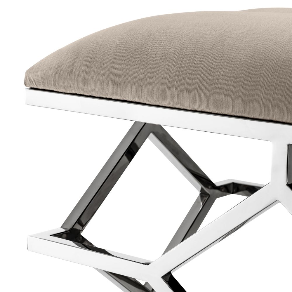 Eichholtz Trellis Bench - Polished Stainless Steel | Pebble Grey