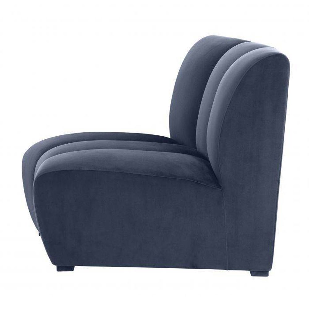 A luxury blue modular sofa with black legs