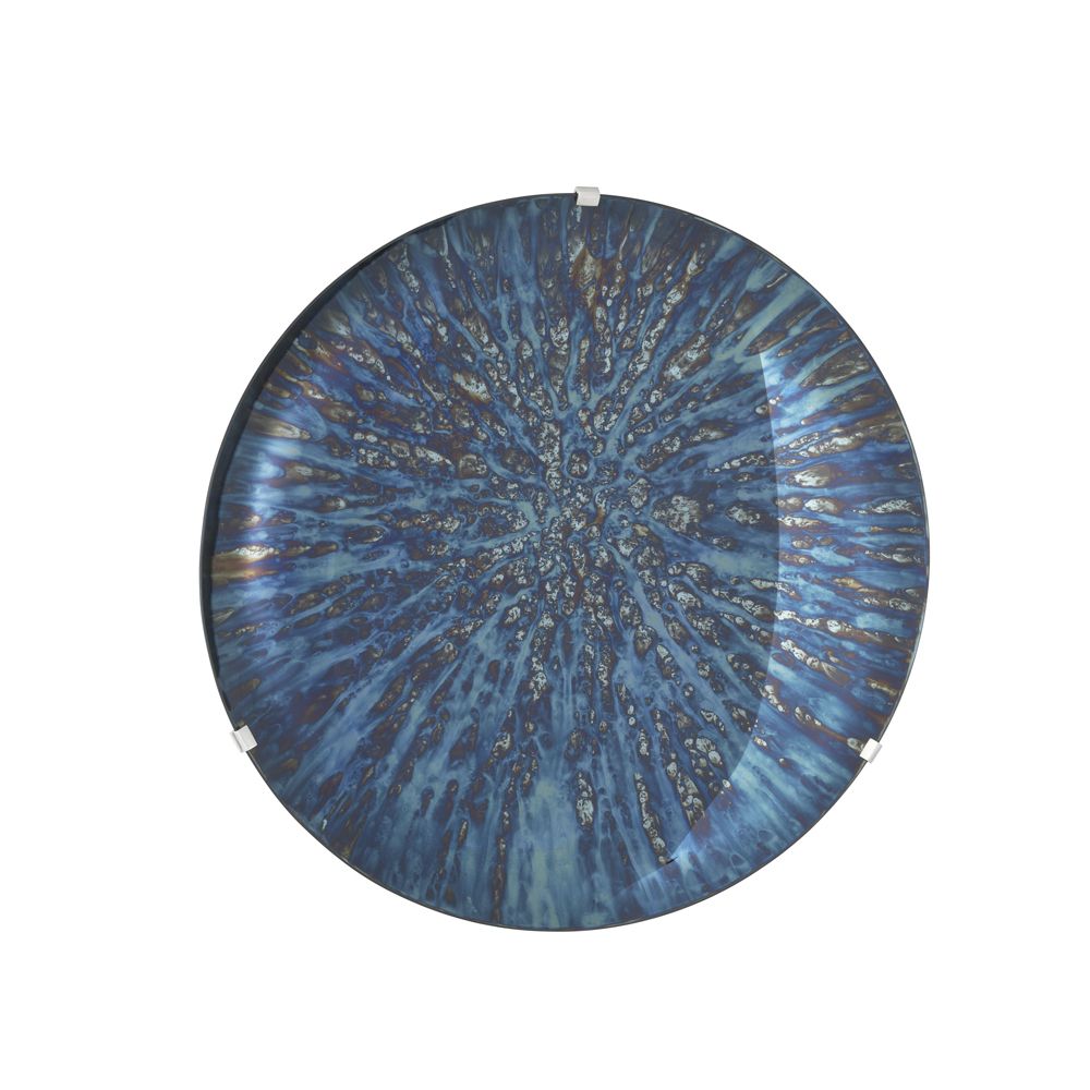 Concave blue mirrored glass decorative wall object