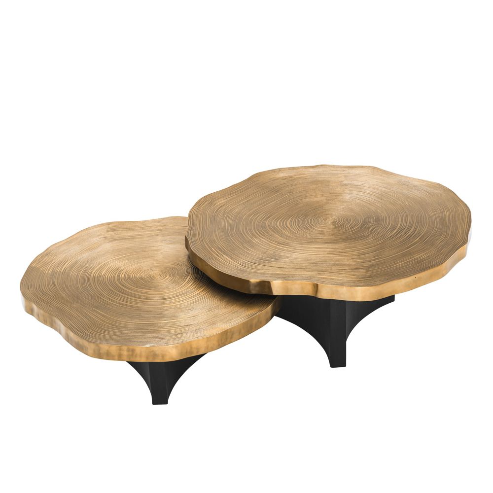 faux tree tabletop brushed brass finish