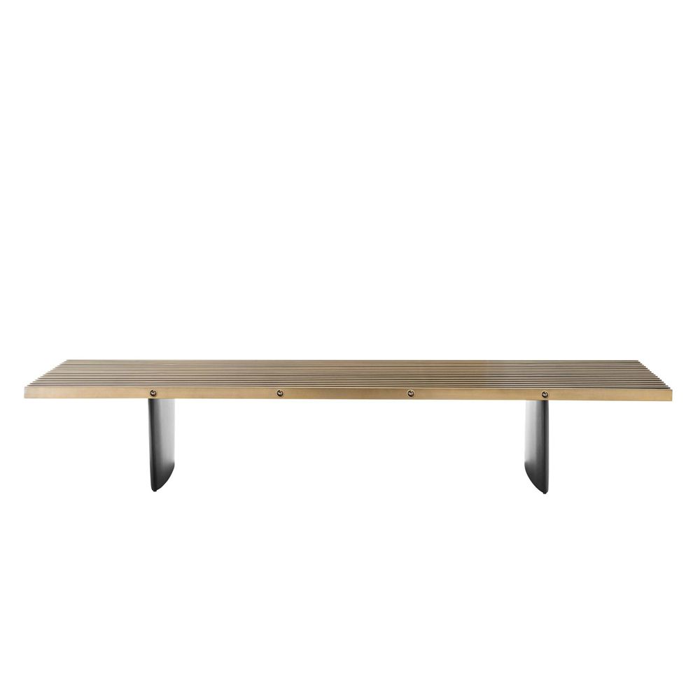 modern, industrial coffee table with brushed brass finish