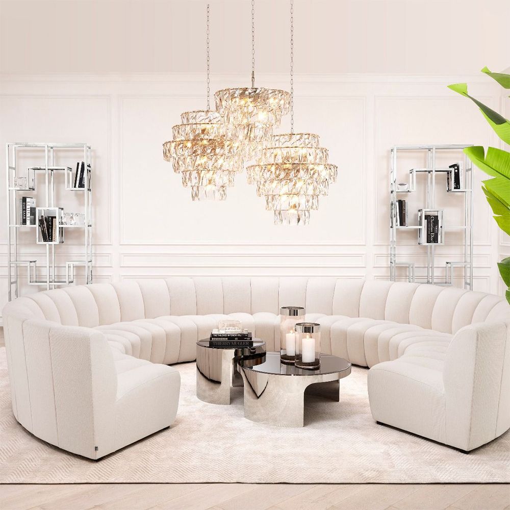 white modular sofa with black legs
