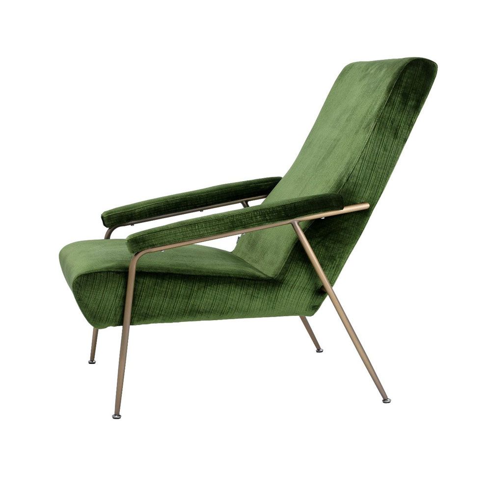 mid-century modern-inspired green velvet armchair 