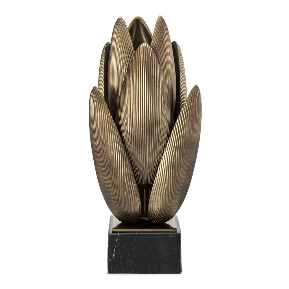 Contemporary vintage brass table lamp with black marble base