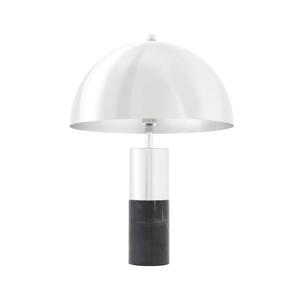 contemporary table lamp with dome top and black marble base