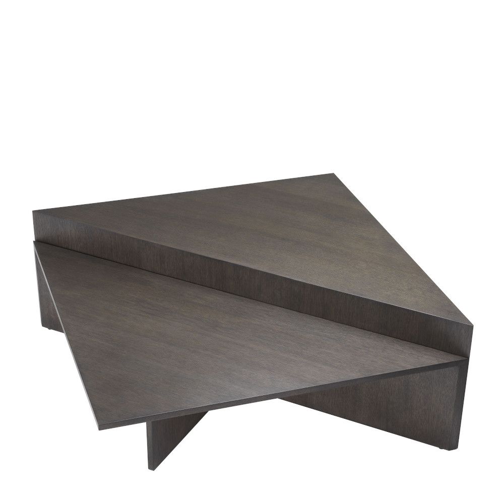 Mocha brown oak veneer coffee table with triangle design